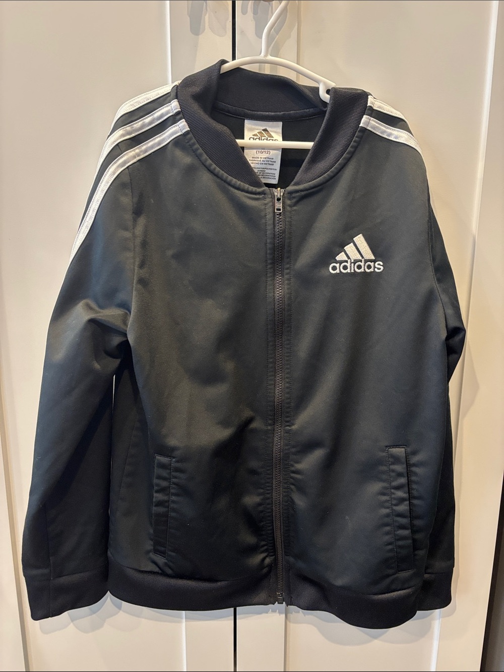 adidas Black Track Jacket with White Stripes